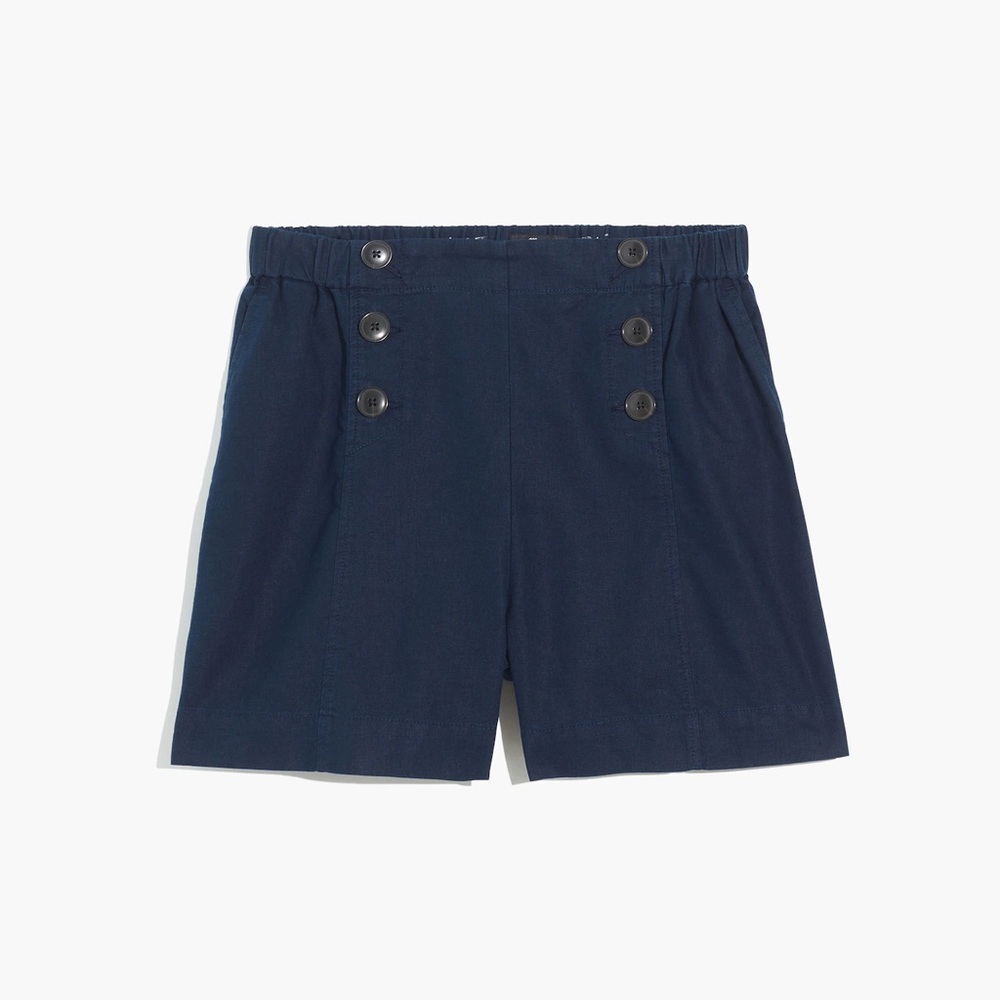 Madewell Women's Hemp-Cotton Pull-On Navy Sailor Shorts NWT